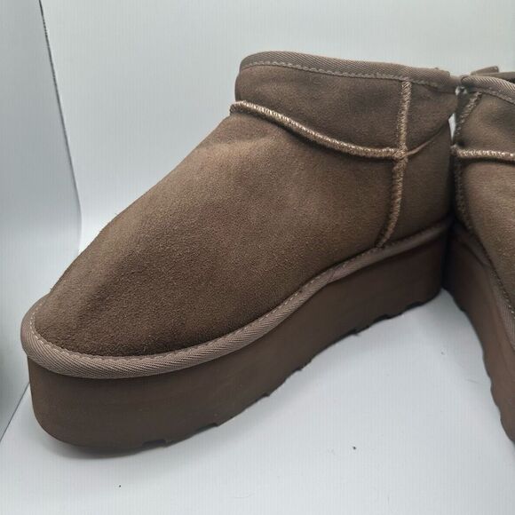 CUSHIONAIRE Women's Genuine Suede pull platform boot +Memory Foam 9.5 TAUPE - Picture 7 of 7